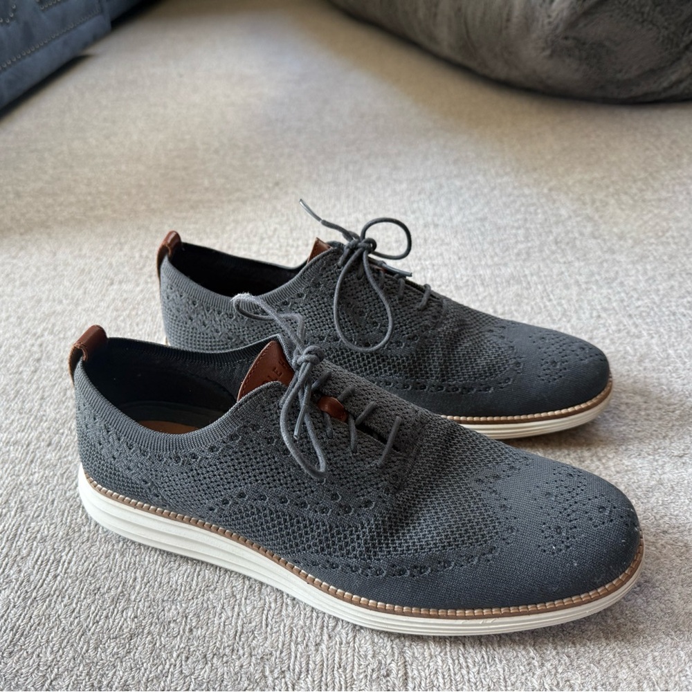 Cole Haan Gray and Brown Oxfords with Brogue Detailing